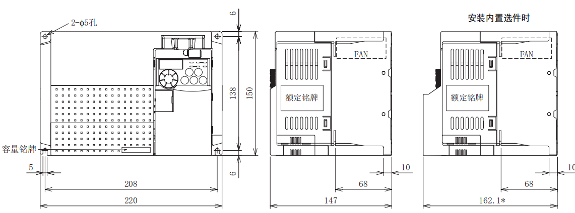 FR-E740-5.5K、7.5K-CHT尺寸圖